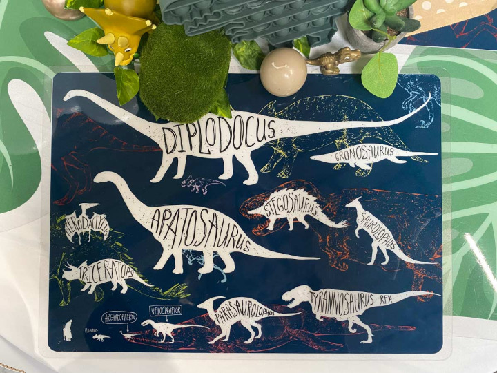 4 Sets de table dinosaures bleus