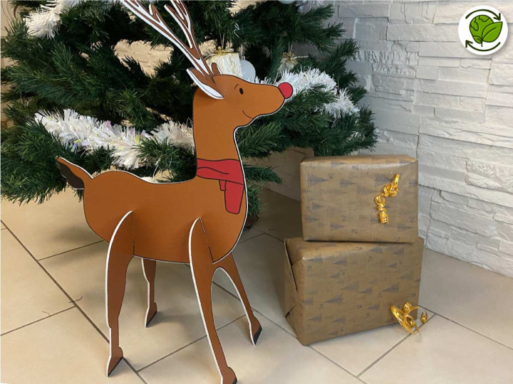 Cerf de noël 3D en carton recyclable