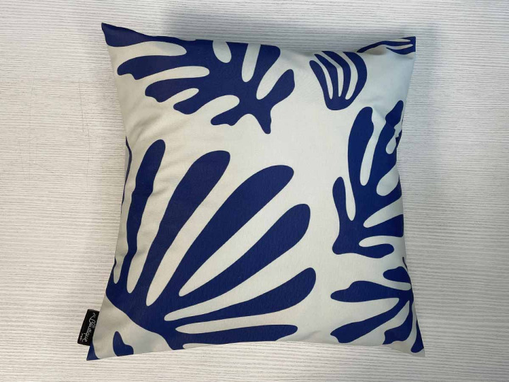 Coussin Feuille de Matisse bleue