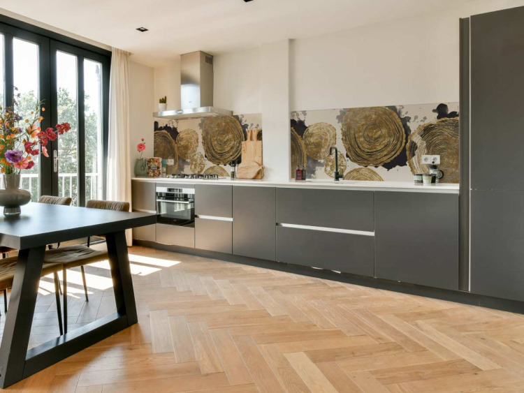 Crédence moderne cercle doré et noir