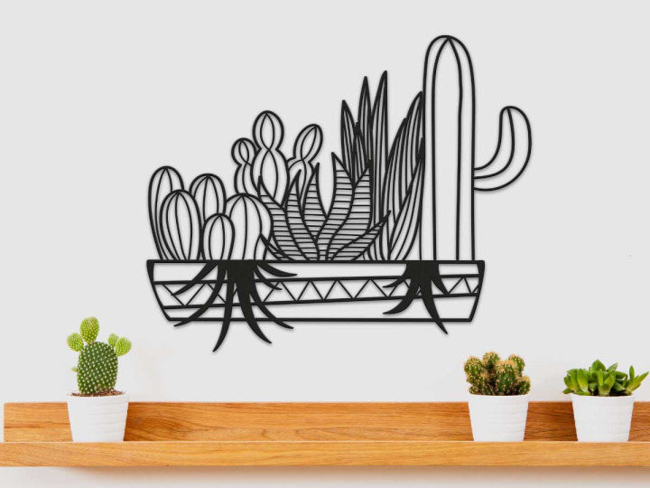 Décor métal cactus