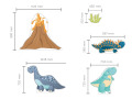 Figurines en carton dinosaures et volcans géants bleus