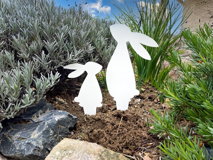 Lapins de Pâques à planter blanc  2 pièces