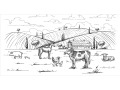 Papier peint panoramique - Dessin animaux de la ferme