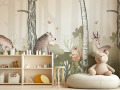 Papier peint panoramique - Douce forêt et ses animaux