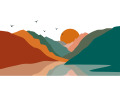 Papier peint panoramique enfant - Coucher de soleil montagneux