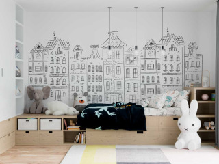 Papier peint panoramique enfant  Maisons dAmsterdam