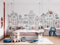 Papier peint panoramique enfant - Maisons d'Amsterdam