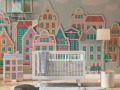 Papier peint panoramique enfant - Maisons de Londres estivales