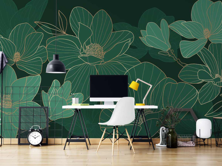 Papier peint panoramique  Floral aux nuances de vert