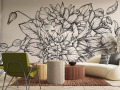 Papier peint panoramique - Floral noir et beige