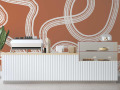 Papier peint panoramique - Fond terracotta et lignes blanches minimalistes