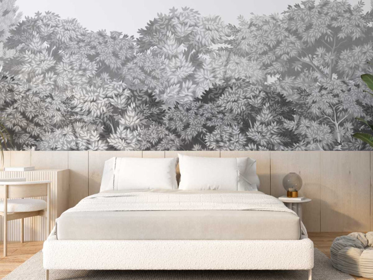 Papier peint panoramique - Jolie Forêt noir et blanc