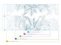 Papier Peint Panoramique - Jungle tropicale, blanc et vert-bleu