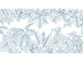 Papier Peint Panoramique - Jungle tropicale, blanc et vert-bleu