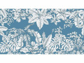 Papier Peint Panoramique - Jungle Tropicale Bleu avec Feuilles Blanches