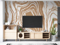 Papier peint panoramique Nervures de bois – Beige et blanc