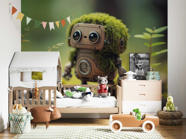 Papier Peint Panoramique  Petit robot en forêt