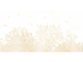 Papier peint panoramique – Feuillage beige et oiseaux