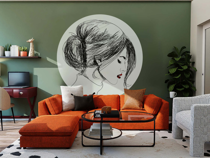 Papier peint rond  Femme au Chignon