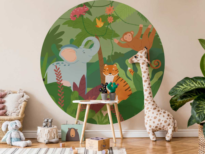 Papier peint rond Jungle  Enfant