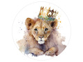 Papier peint rond - Lion couronné en aquarelle