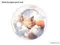 Papier peint rond - Renard mignon sur son nuage