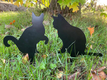 Piques en métal Silhouettes chats 1  Lot de 2