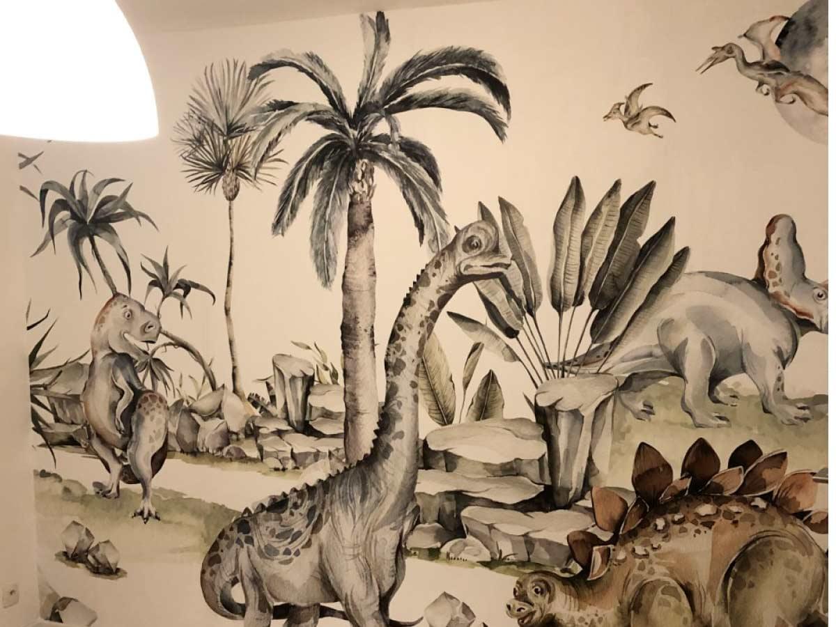 papier peint panoramique dinosaure pour chambre enfant
